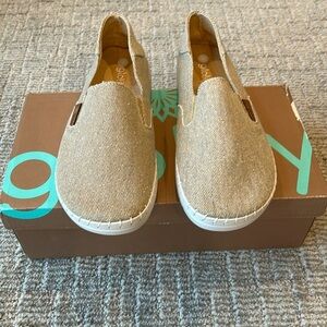 Glolily ELLE Women's Slip-On Shoes Tan Sparkle 7.5